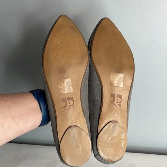 JOES JEANS Pointed Toe Ballet Flats Grey Genuine Suede Laser Cut Slip On 10 - Picture 11 of 12